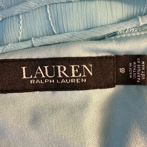 Lauren Ralph Lauren Embroidered Sleeveless Shift Dress Aquamarine Plus Size 18 - Picture 8 of 9
